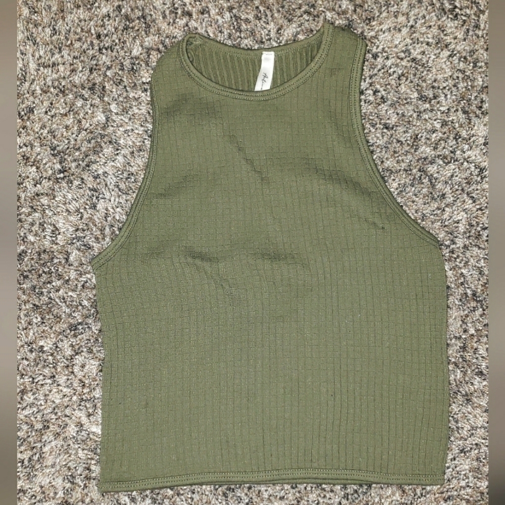 Active USA Green Ribbed Crop Tank Top